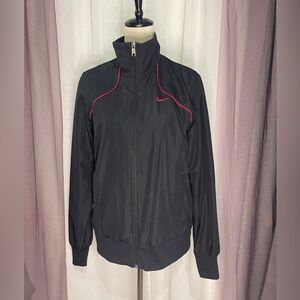 Nike Women's Black Bomber Jacket with Pink Accents